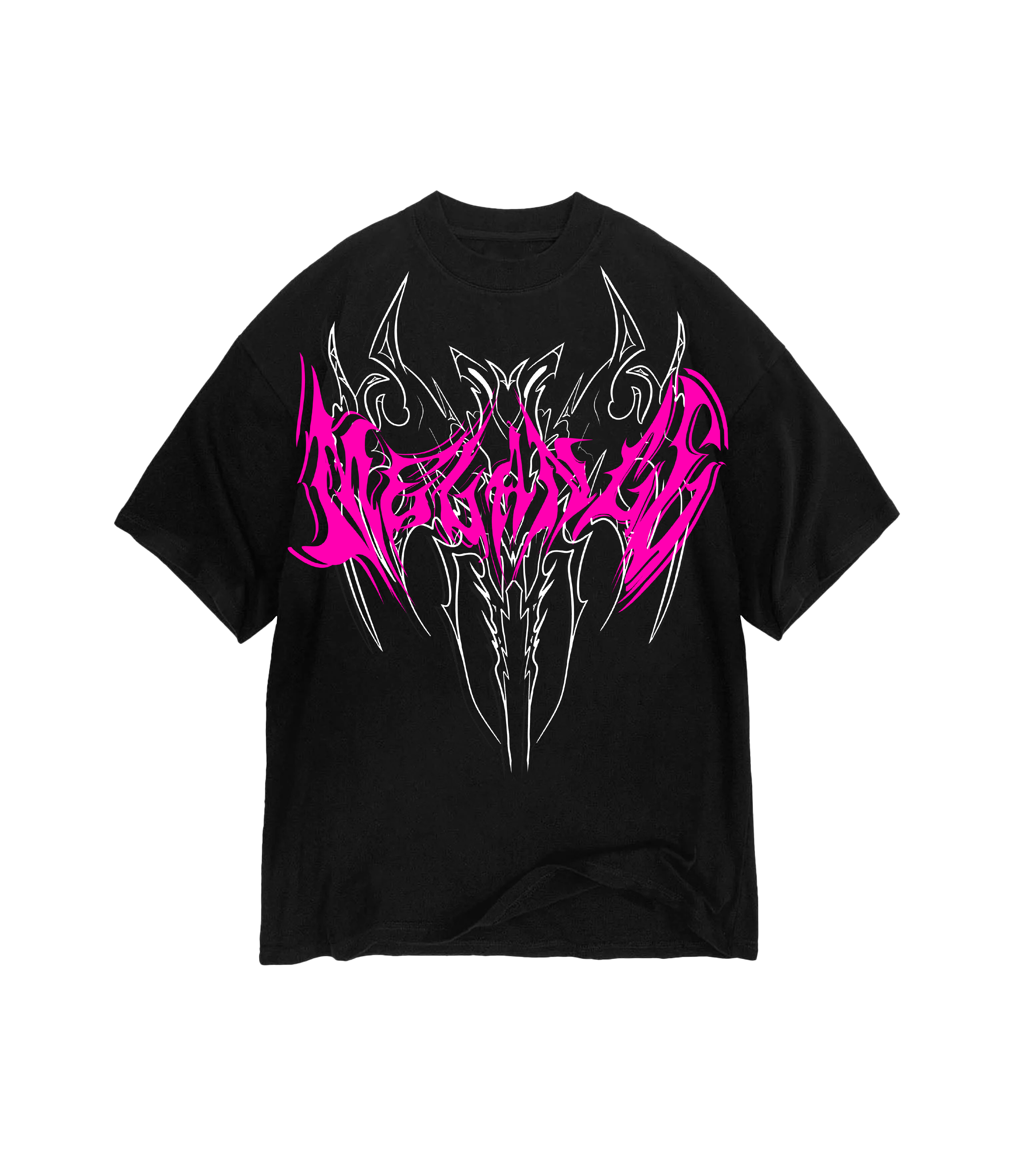 BREATH Siyah Sıcak Pembe Premium Oversize Tee